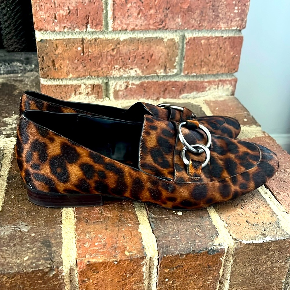 Leopard horse hair loafers